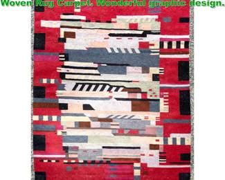 Lot 1795 4 6 X 6 Modernist Kilim style Woven Rug Carpet. Wonderful graphic design. 