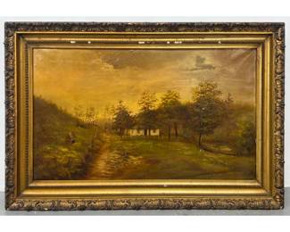 Lot 1702 Antique Painting on Canvas. 