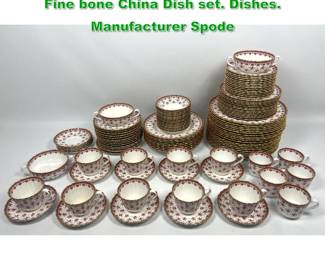 Lot 1680 118 pcs Spode FLEUR DE LYS RED Fine bone China Dish set. Dishes. Manufacturer Spode