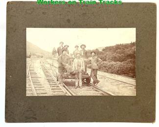 Lot 1651 Vintage Photograph. Railroad Workers on Train Tracks