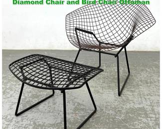 Lot 1379 2pcs Harry Bertoia for Knoll Diamond Chair and Bird Chair Ottoman 