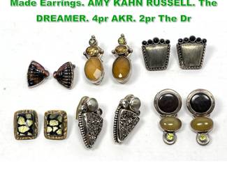 Lot 1485 6pr Sterling Silver, Stone Artisan Made Earrings. AMY KAHN RUSSELL. The DREAMER. 4pr AKR. 2pr The Dr