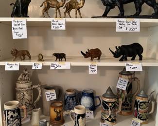 German beer steins (some brought back from Germany in 1950s), and other figurines 