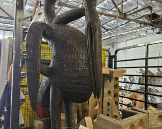 African wood carved pelican