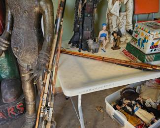 Antique fishing poles