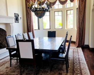 custom gorgeous dining trestle table that can seat 10-12