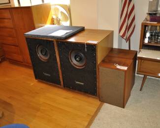 pair of Vintage Universal Sound Series II 3 way diffaxial speakers