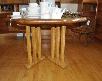 Vintage Walter of Wabash octagonal dining table with one leaf  and a Rosenthal China service for 12 along with Russell Wright glassware