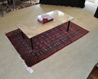 1950's Pink marble top coffee table (48" X 24")