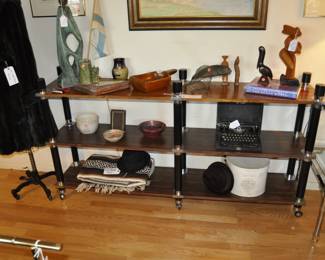 Vintage 6' long Rosewood & chrome shelf unit