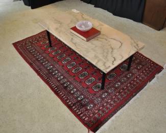 1950's Pink marble top coffee table (48" X 24")
