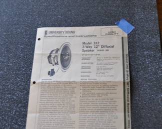 pair of Vintage Universal Sound Series II 3 way diffaxial speakers