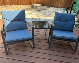 Outdoor patio chairs with table