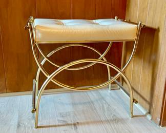 Vintage mid century White Metal Frame bench