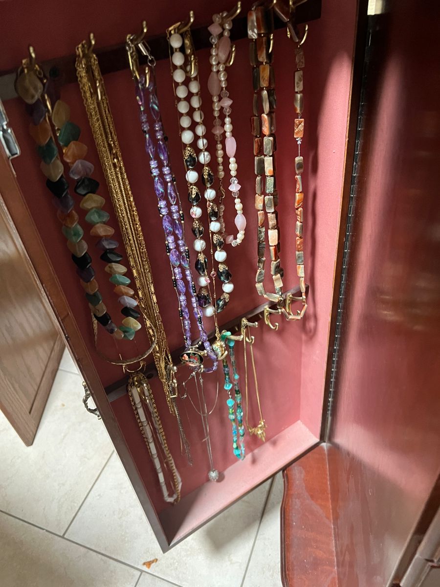 Partial look at women's costume jewelry