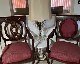 Antique Parlor Chairs ARE available for saturday purchase.  Not center table or lamp