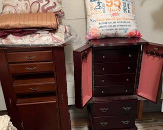 jewelry stand on the right has been sold.  Other jewelry stand is complete (2 drawers not pictured here)