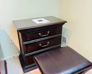 Filing cabinet & leather ottoman