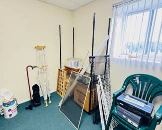 Baker's Rack, Patio Chairs, medical equipment, shelfs