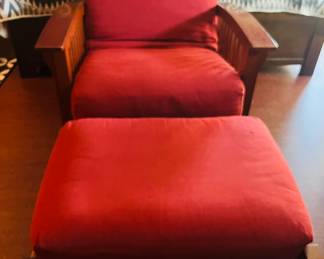 Mission style chair and ottoman.