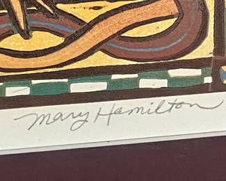 Mary Hamilton, PA, LINOCUT PRINT.