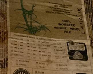 Label on living room rug, wool