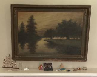 A. J. Drysdale oil painting, in original frame