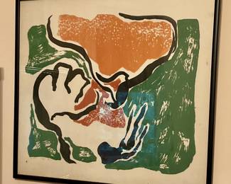 Framed abstract art, signed and numbered