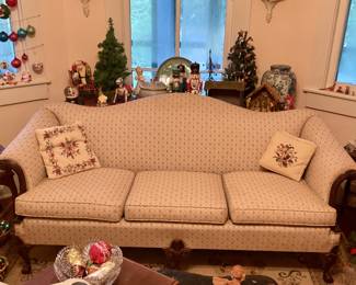 Nice vintage sofa with wood accents