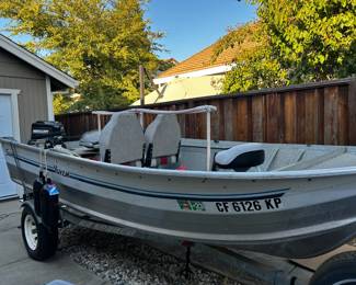 1991 Syvan Yukon fishing boat.  Incl:  15 HP 2 stroke Mercury motor, Bimini top (near new), trailer (good tires)- registration is good until 2025.  $2200/B.O. by Sun pm