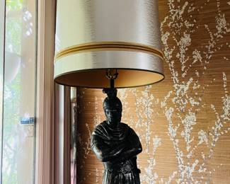 A large 4 foot plus Gold gilt  gladiator lamp. 