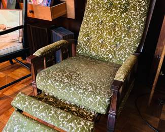 A very vintage retro Upholstered recliner very nice condition was covered in plastic for preservation. 