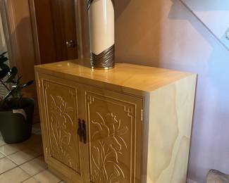 Henredon Folio Asian Chinoiserie Floral Carved asain Cabinet.