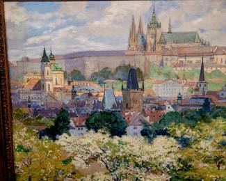 Large original oil painting, circa 1930's. Name obscured