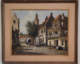 Nice original oil painting by T.C. Steenhouwer, listed Dutch painter