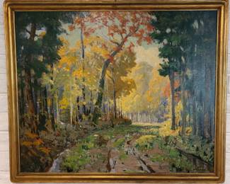 Large 30x40 original oil "Between Showers", by Charles Dahlgreen, well listed American artist!