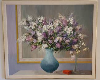 Original large oil painting by Leslie Wainwright, 1936-1997. Listed artist