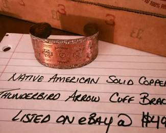 native amerian solid copper thunderbird arrow cuff