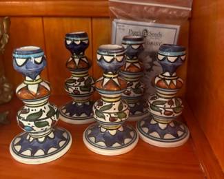 Jerusalem shabbat judaica ceramic candlesticks