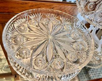 Crystal cut glass serving dish