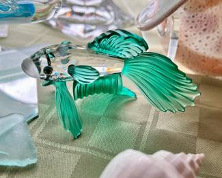 1 of 3 Miniature crystal fish - green, red and blue