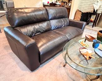 1 of 2 Leather Elec. reclining loveseats