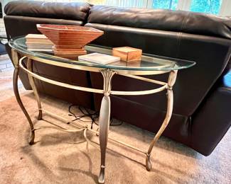 Brass and Glass couch/entry table 