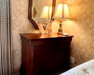 National Mt. Airy - King bed & mattress w/matching tall dresser, 2 ex-large night stands, TV/clothes armoire & ladies dresser 