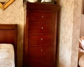 National Mt. Airy - King bed & mattress w/matching tall dresser, 2 ex-large night stands, TV/clothes armoire & ladies dresser 