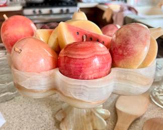 Vtg. Marble fruit w/Marble bowl 