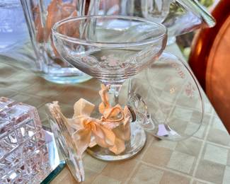 Vtg. Bride & Groom wedding glasses