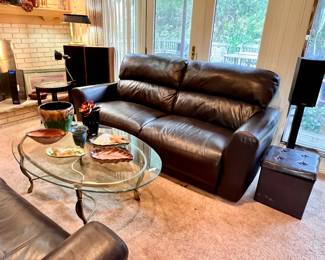 1 of 2 Leather Elec. reclining loveseats