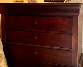 National Mt. Airy - King bed & mattress w/matching tall dresser, 2 ex-large night stands, TV/clothes armoire & ladies dresser 