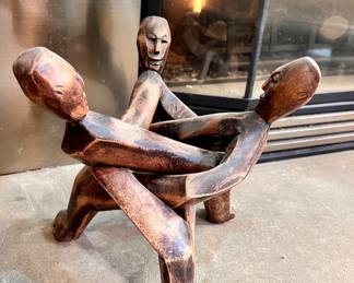 Handmade wooden 3 man bowl holder